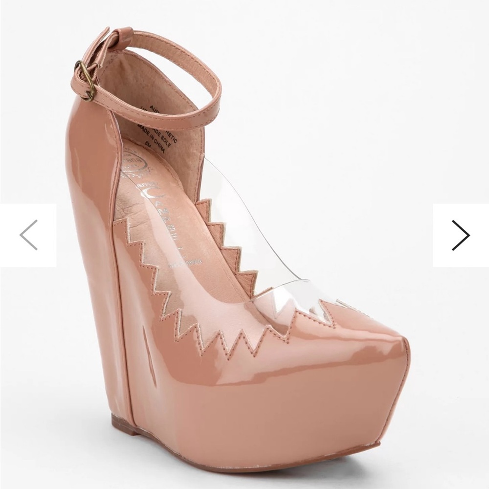 Jeffrey Campbell patent leather platform wedge heels ballerina size 7.5 womens